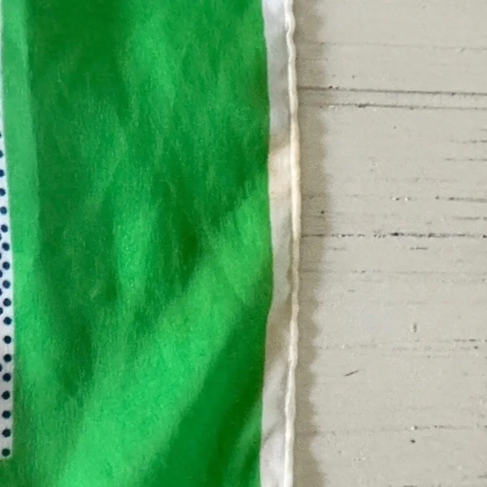 Vintage 70's White Lime Green Polka Dot Silk Rayon Scarf Square Glamour Retro